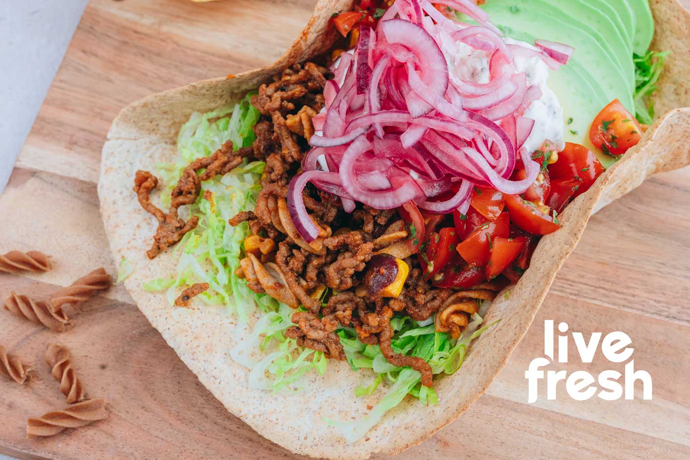 High Protein Tex Mex Bowl mit LiveFresh Fusilli