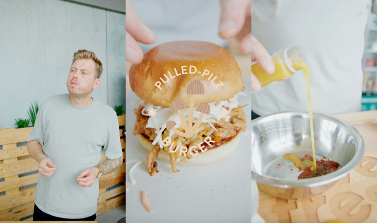 Veganer Pulled-Pilz Burger