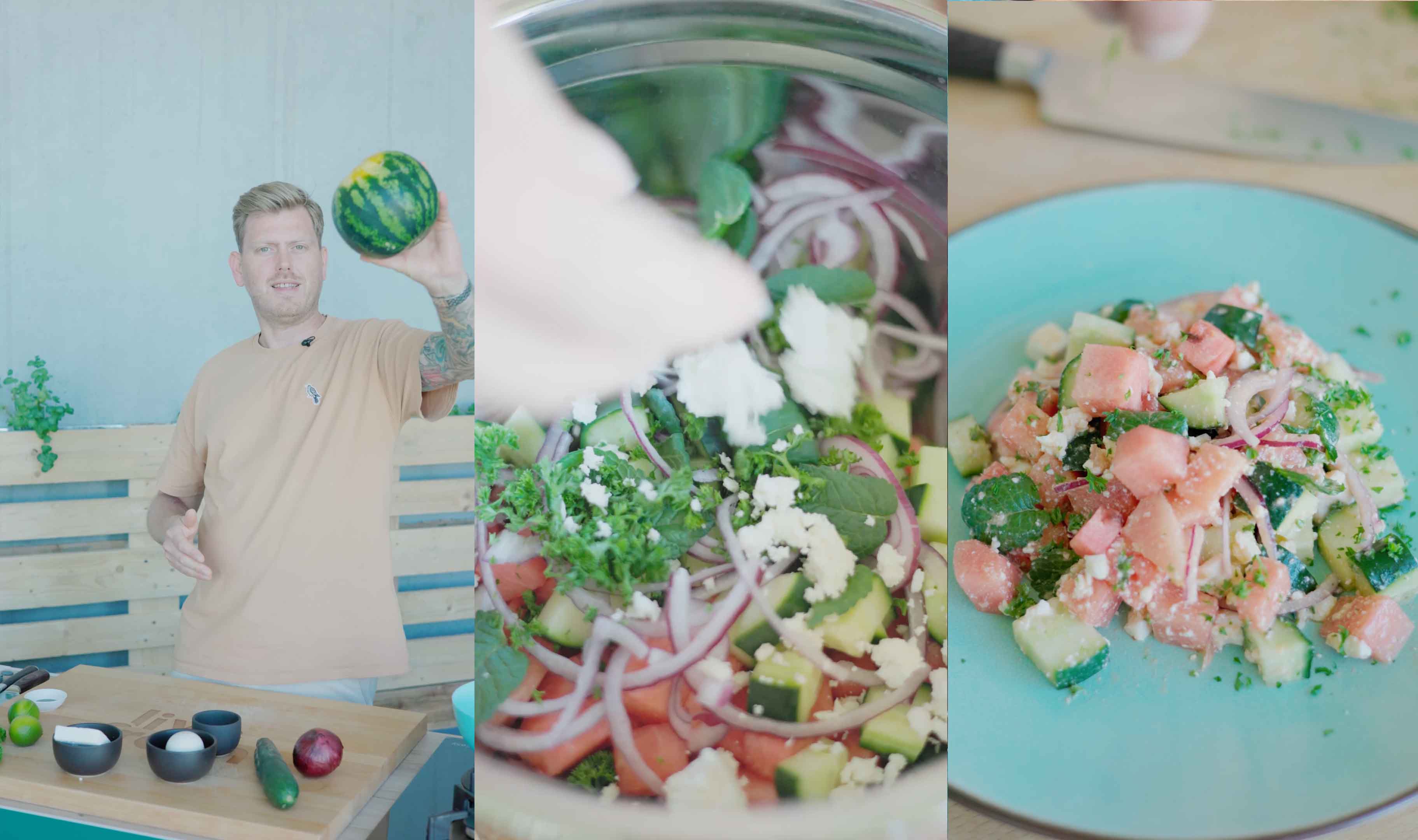 Veganer Wassermelonen-Feta Salat