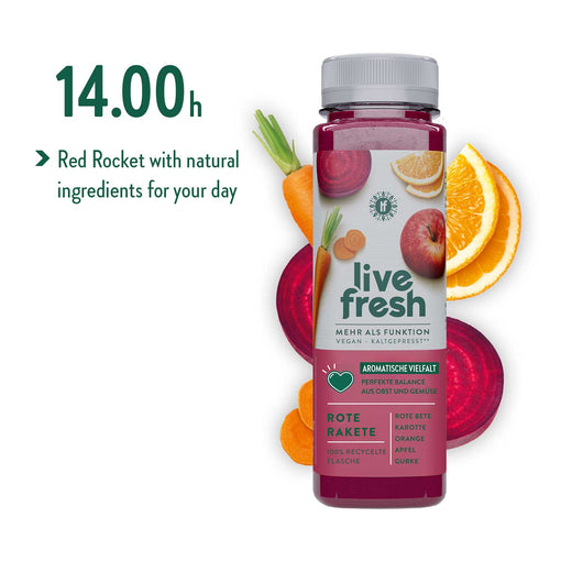 A bottle of LiveFresh “Rote Rakete