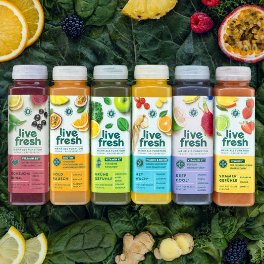 Tasting package - 6 wellness juices - & Not heated.